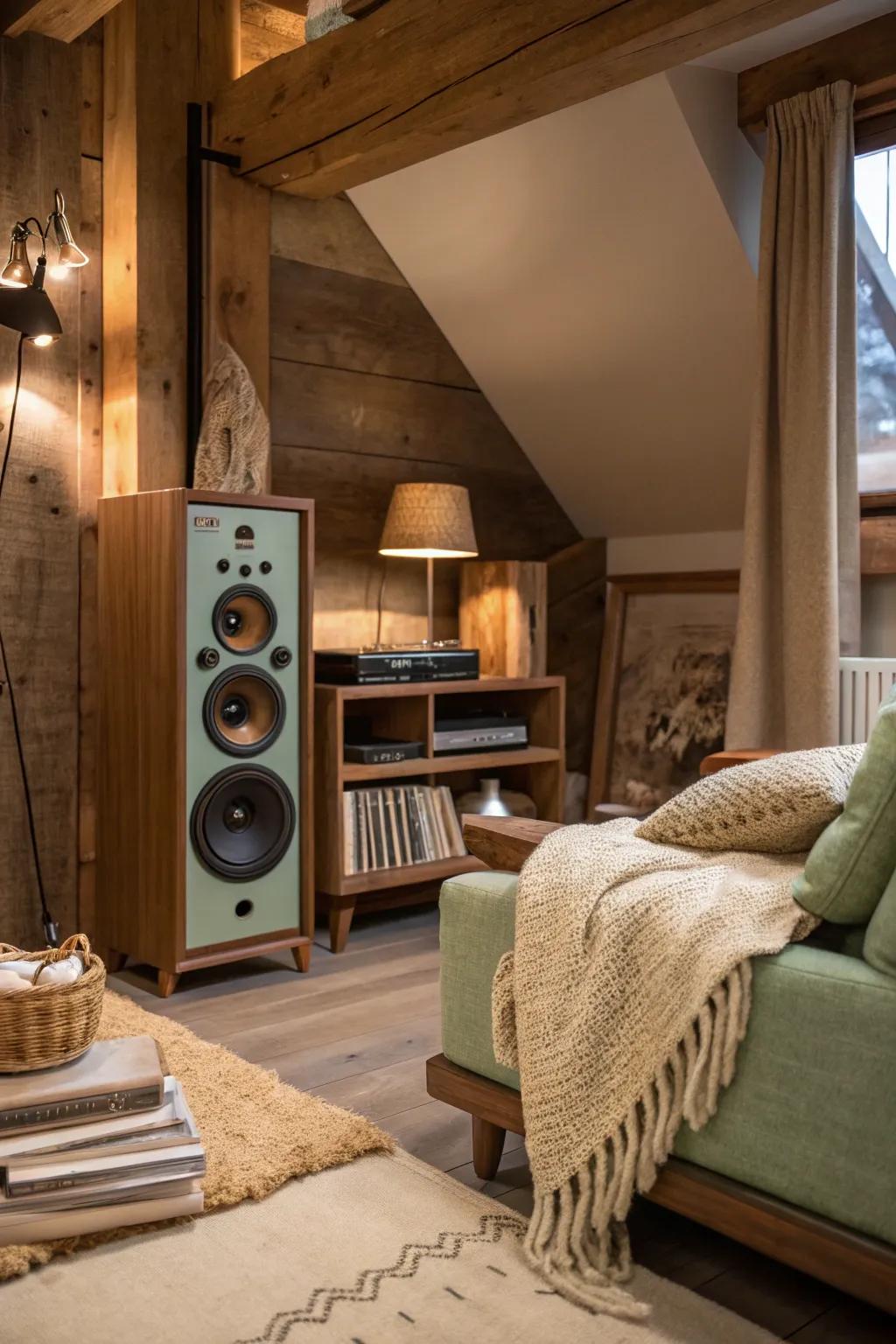 Elevate your snug experience with ambient music that soothes and relaxes.