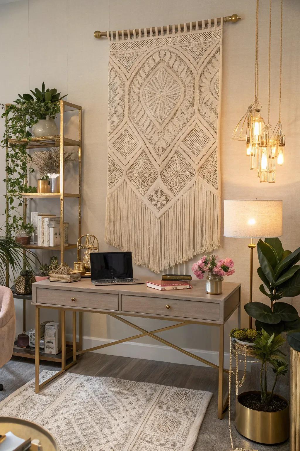 Add depth and interest with textured wall decor.