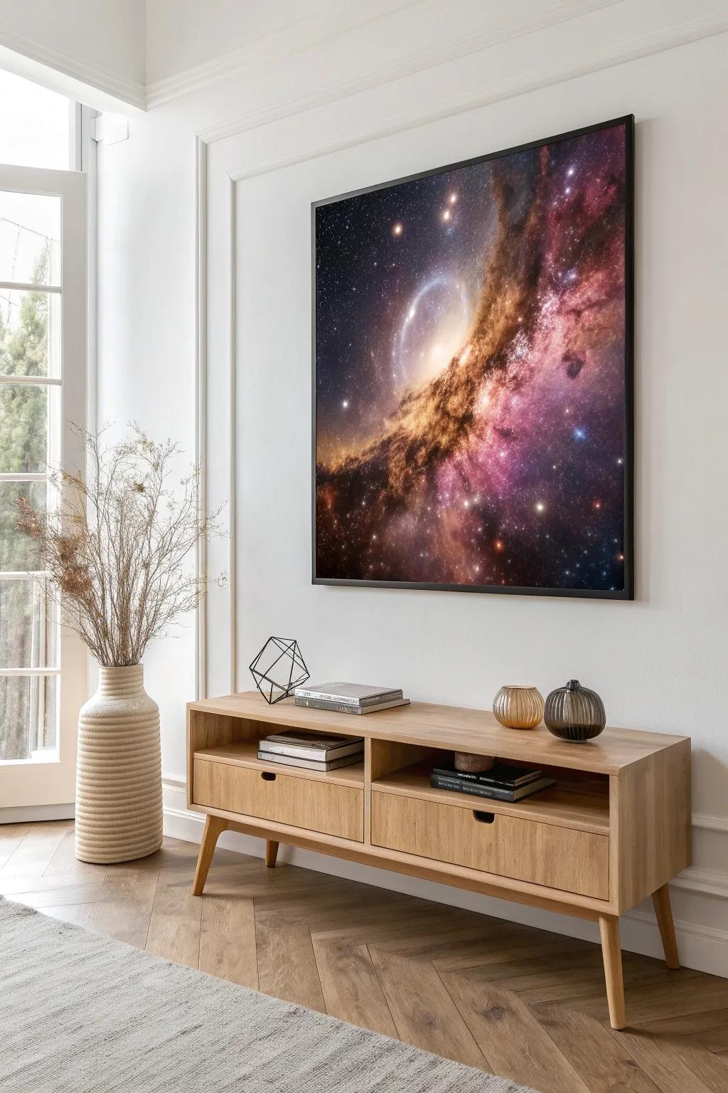Infuse your decor with the vibrant allure of nebula art prints.