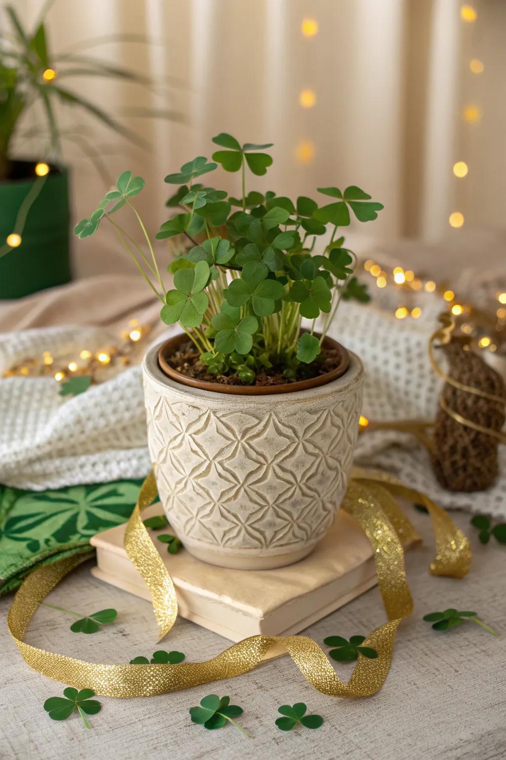 Send guests home with a little luck with charming shamrock plants as thoughtful party favors.