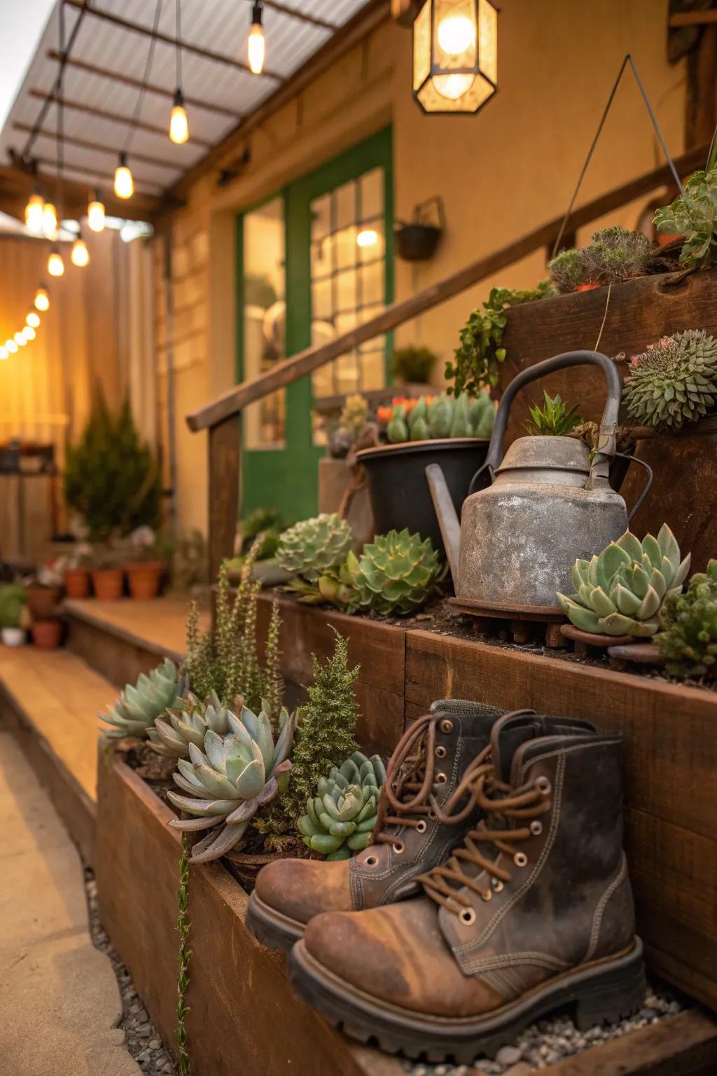 Give new life to old items by transforming them into creative succulent planters that surprise and delight. 🌿 #UniquePlanters #GardenMagic