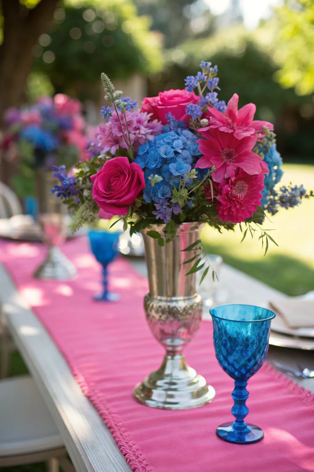 Achieve a harmonious balance with the refined combination of pink and blue.