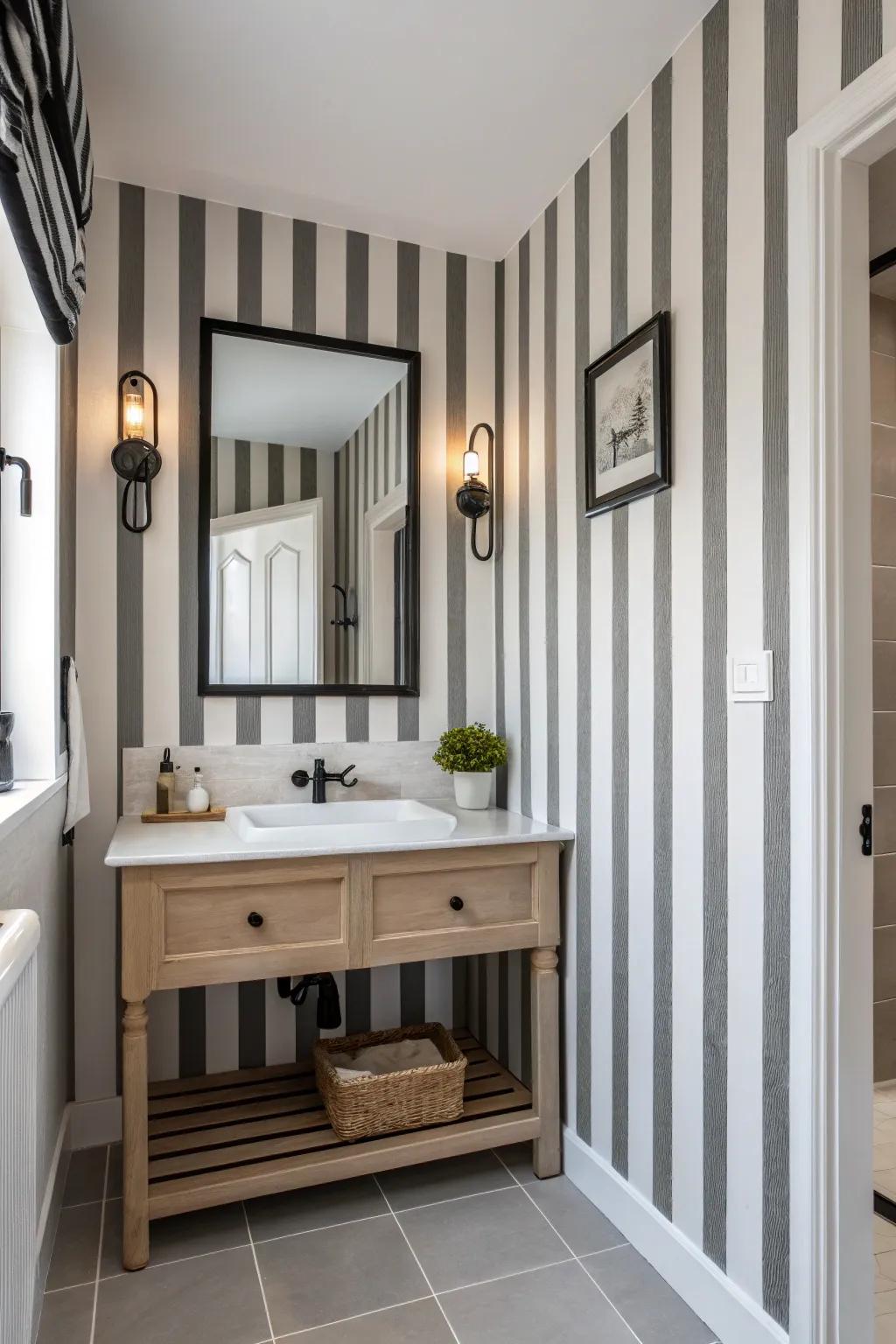 Enhance your bathroom with bold stripes that add drama and depth.