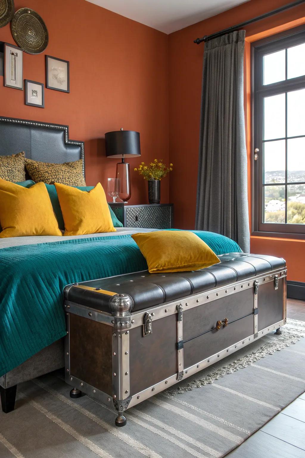 Elevate your decor with a metal storage bench that blends strength with style. 🛠️ #IndustrialChic #ModernLiving