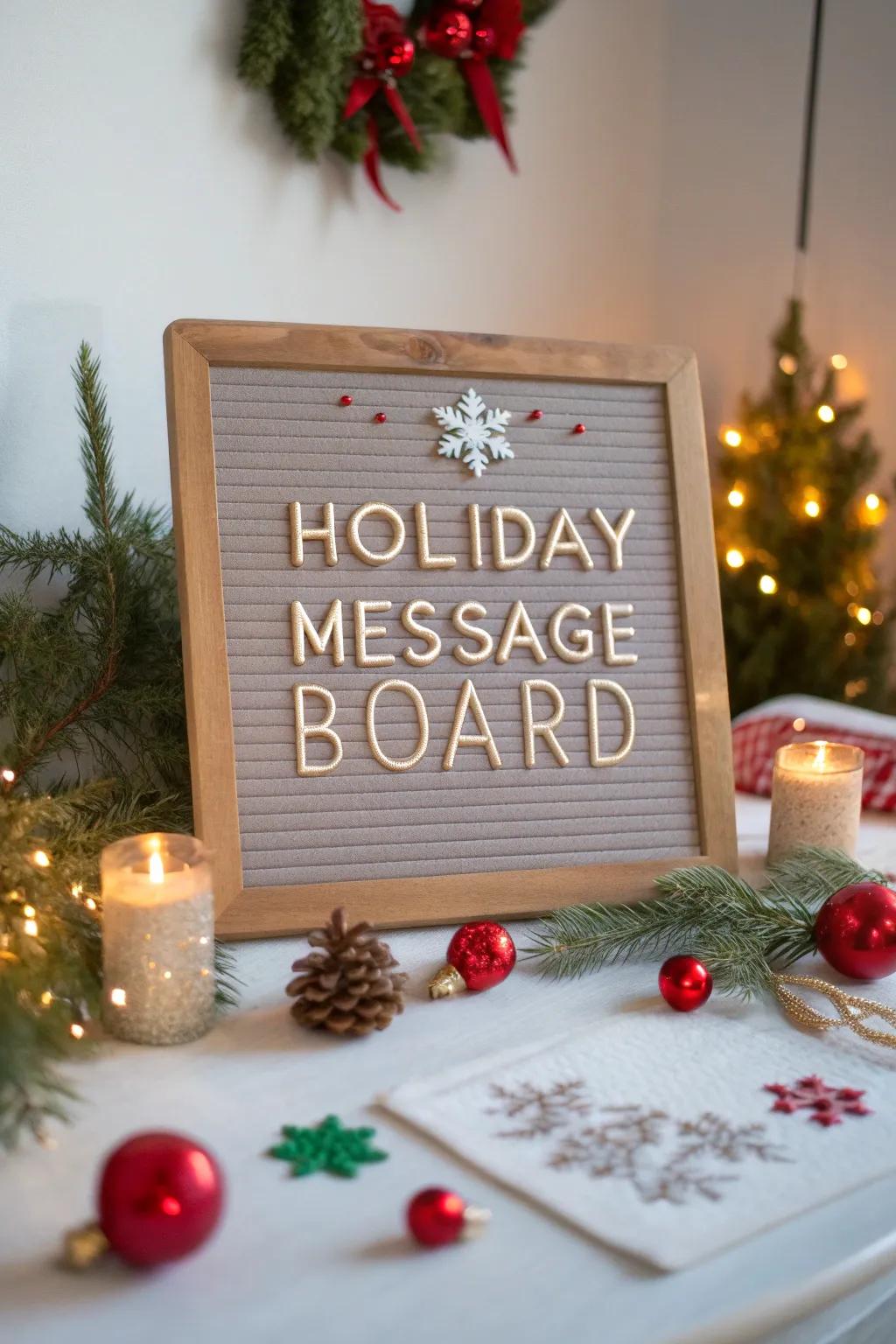 Keep the holiday spirit alive with a message board full of festive cheer.
