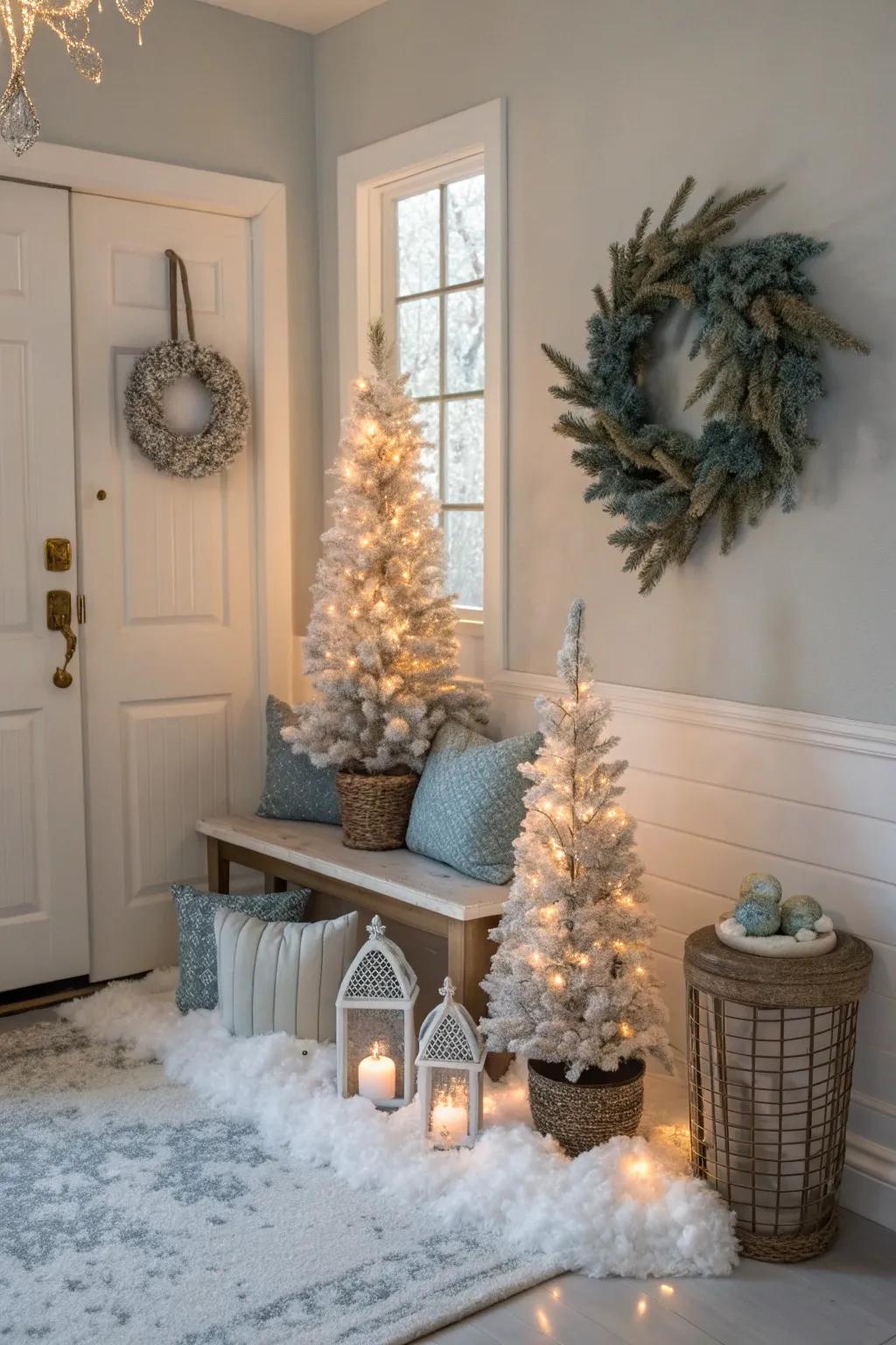 A mini winter scene brings a touch of snowy wonderland indoors.
