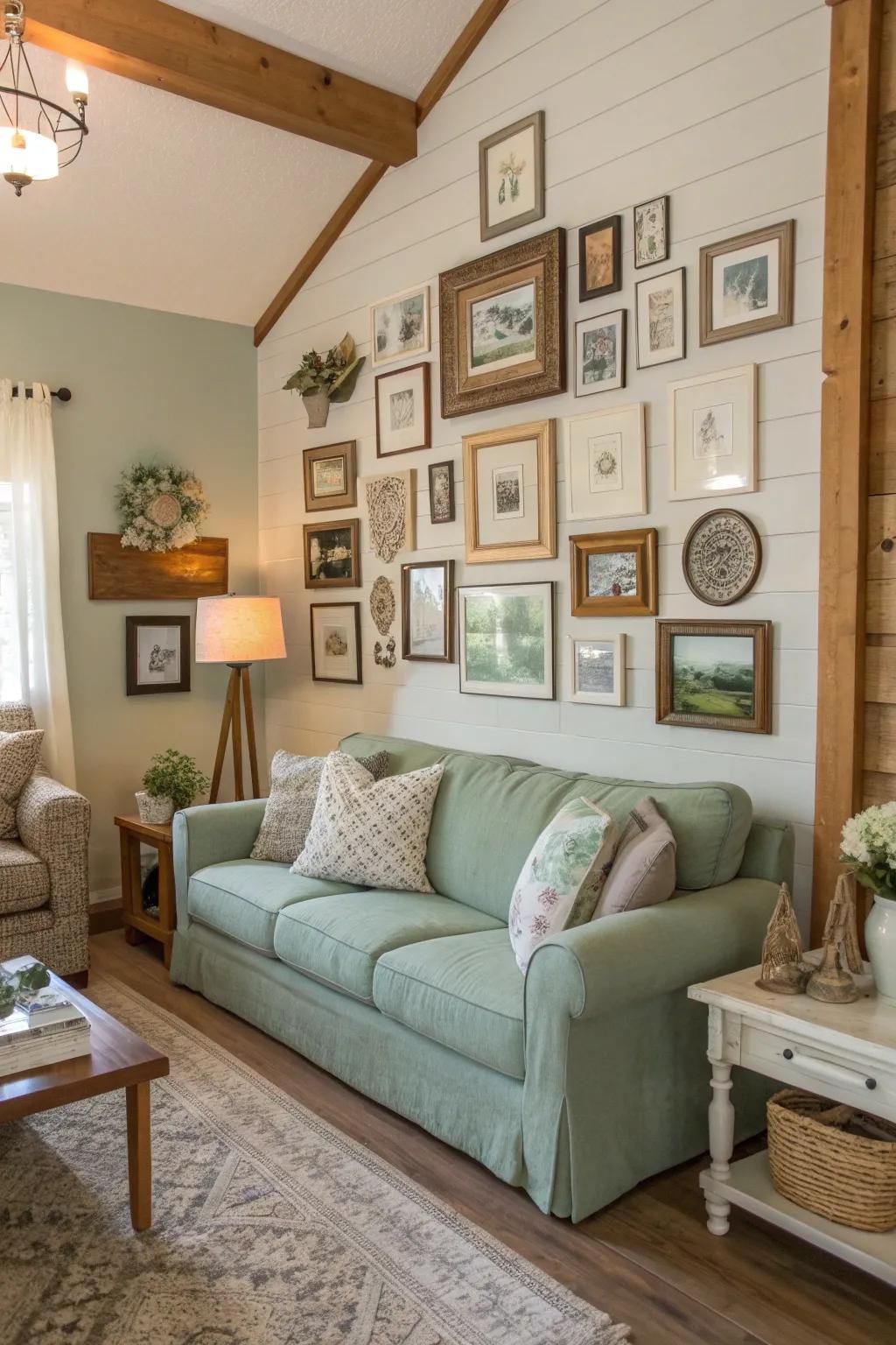 Gallery walls tell your story in art and photos. #GalleryWall #ArtisticHome