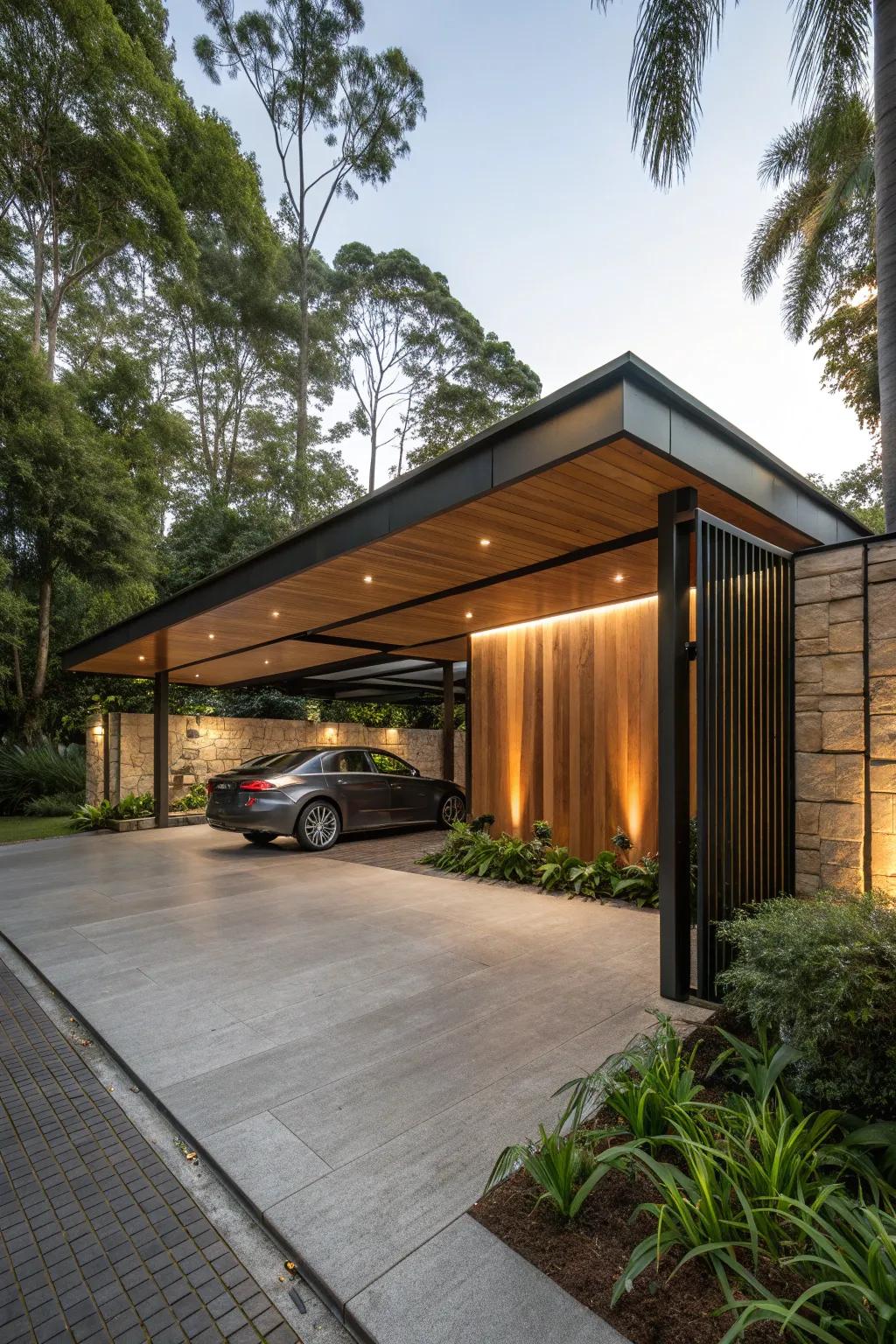 Maximize space with a hybrid carport-garage that combines the best of both worlds.