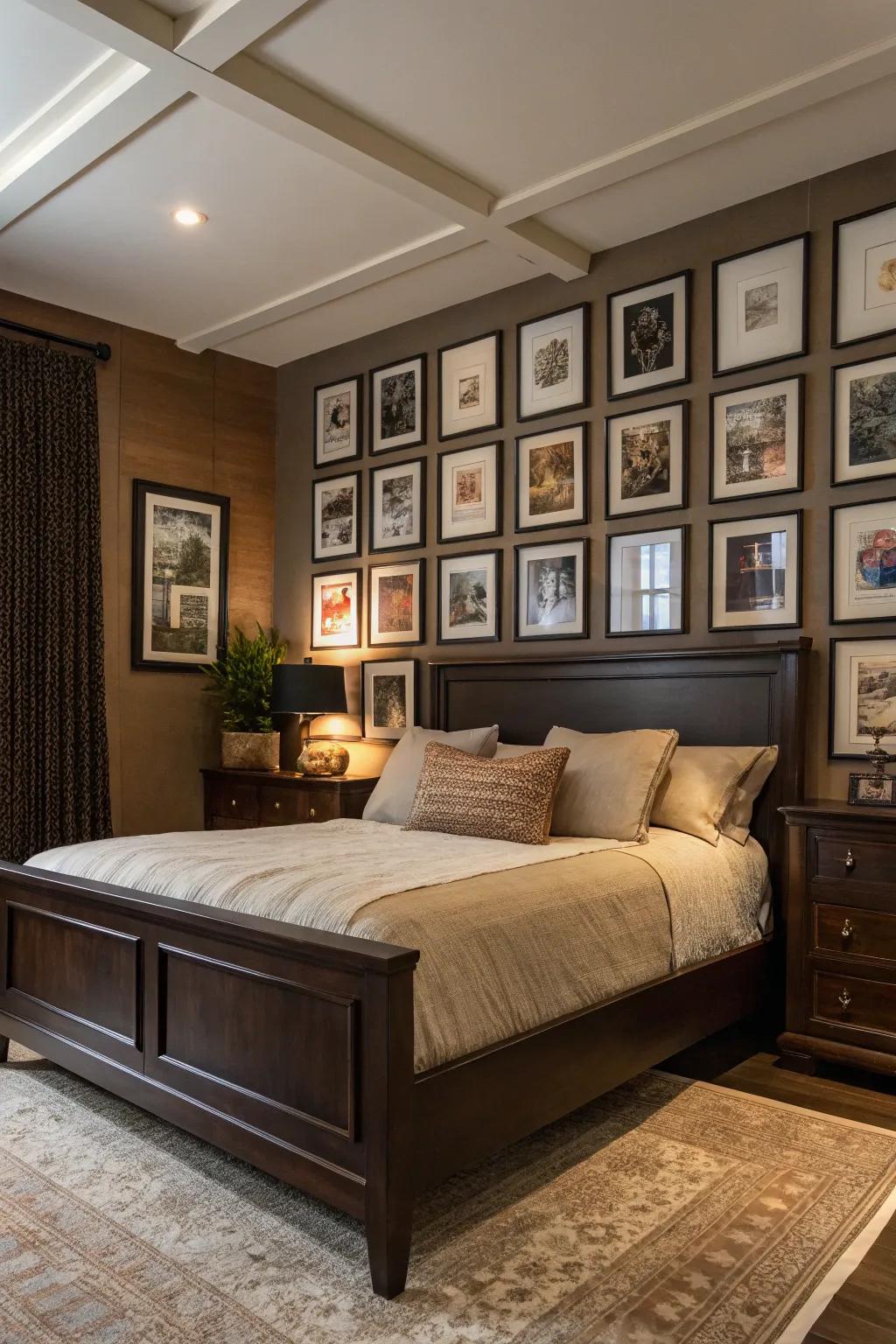 Create a personal gallery wall to make your space truly yours. 🖼️ #PersonalTouch #GalleryWall #BedroomInspiration