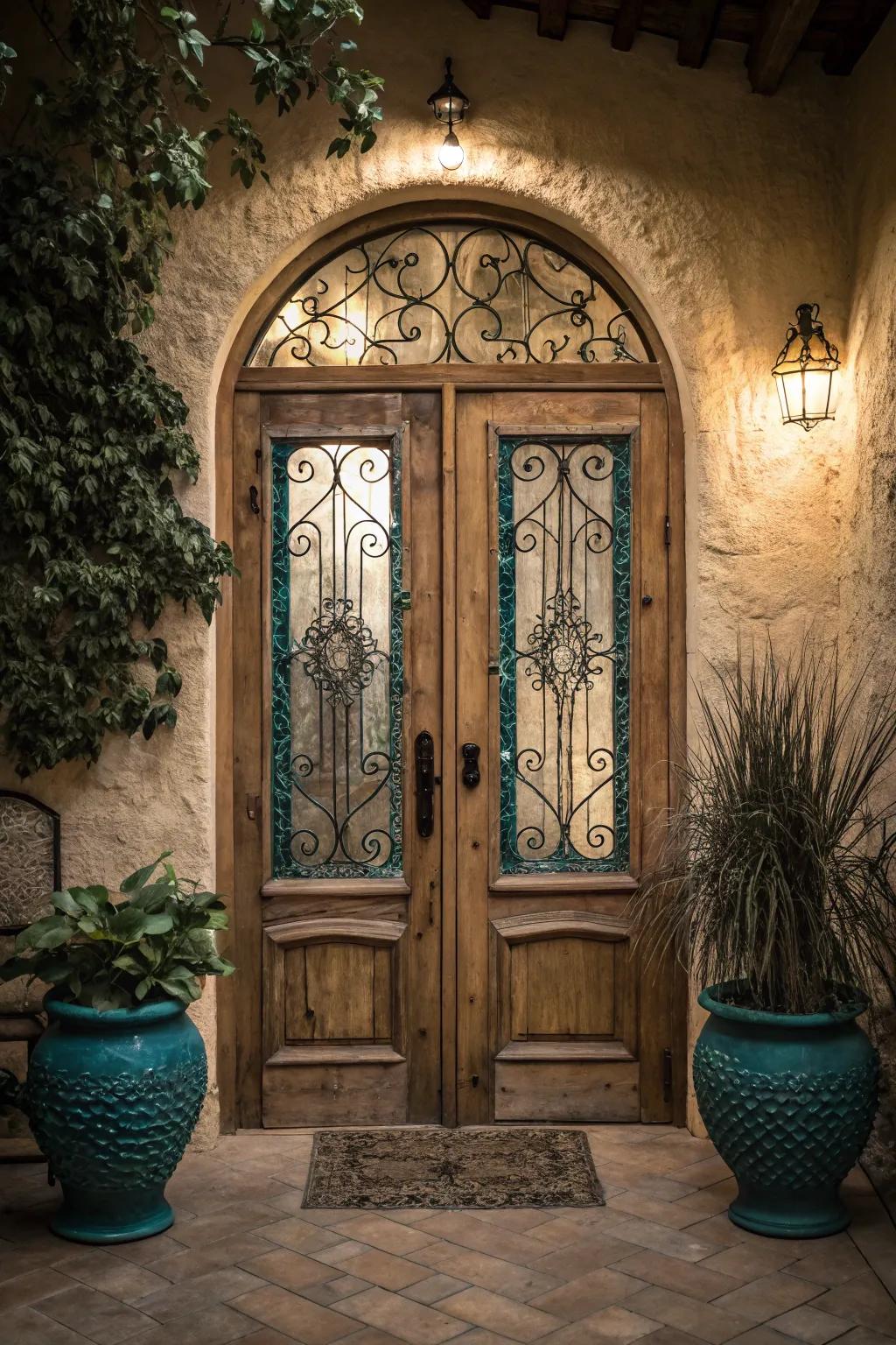Add an exotic touch with decorative grilles on arched doors. 🌿 #DecorativeDesign #ExoticTouch #PrivacyWithStyle