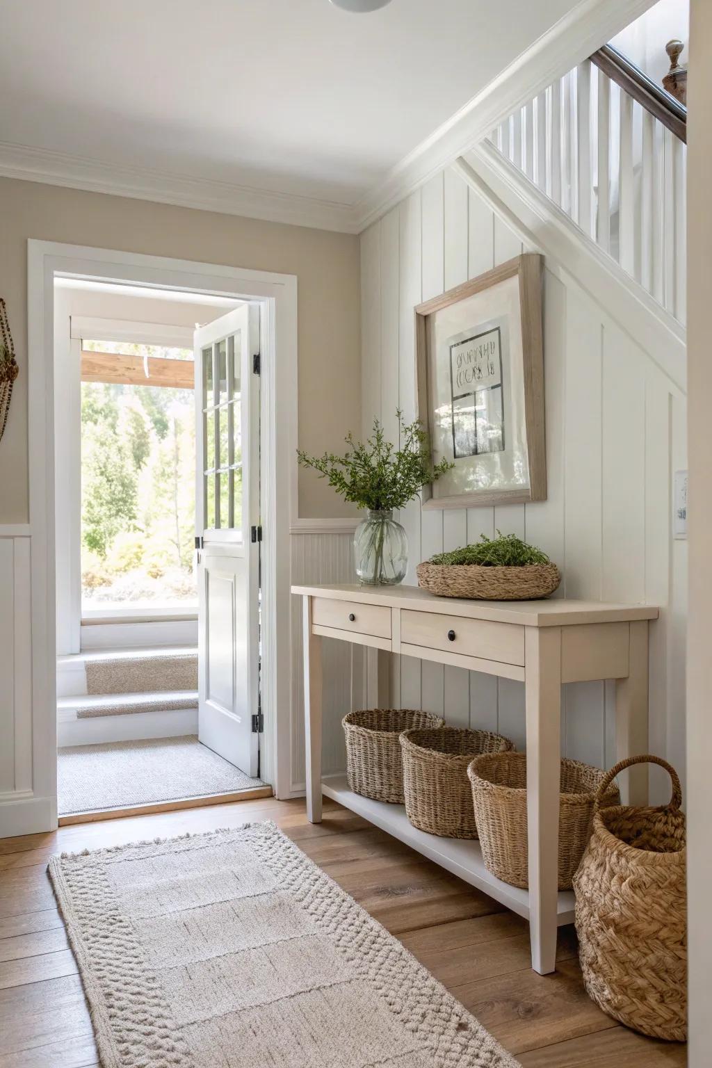 Light shades expand your entryway, making it feel open and airy.