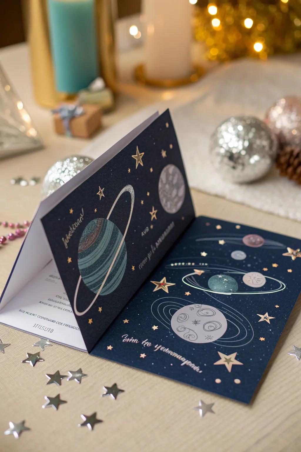 Blast off into fun with space-themed invitations that reach for the stars.