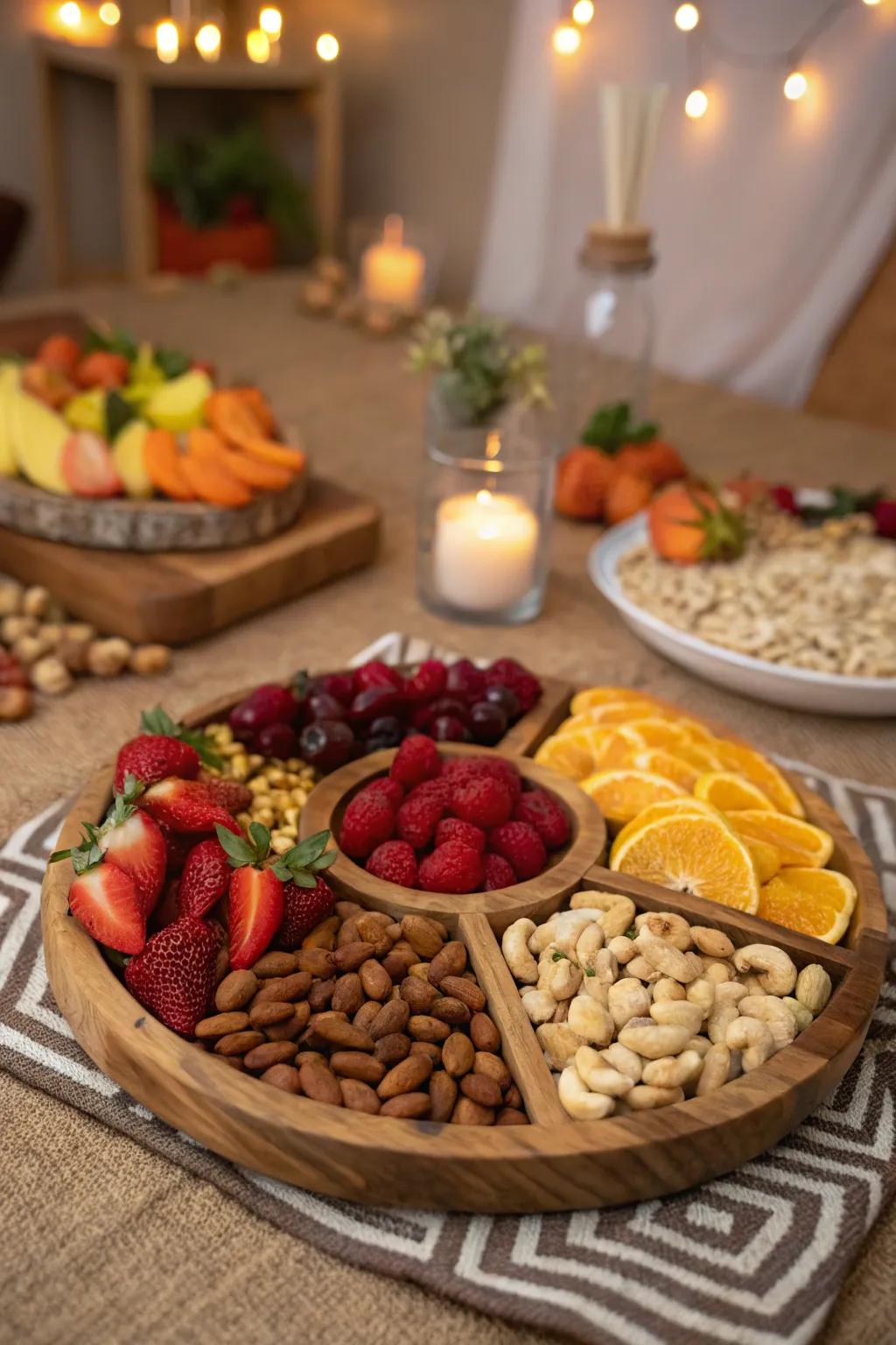 Savor the delightful combination of dried fruits and nuts for a tasty and satisfying treat.