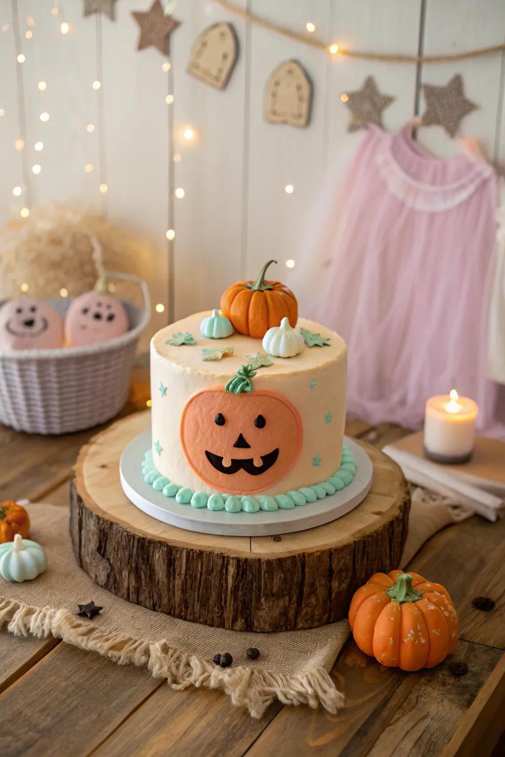 Light up the party with this joyful Jack-o'-Lantern cake!
