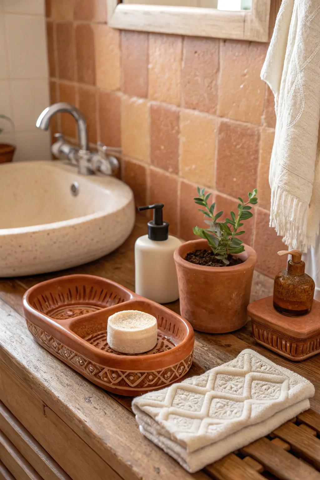 Artisanal soap dishes add a touch of elegance and complete your bathroom decor.