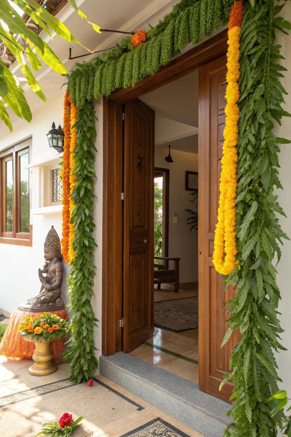 Bring nature indoors with lush leafy torans.