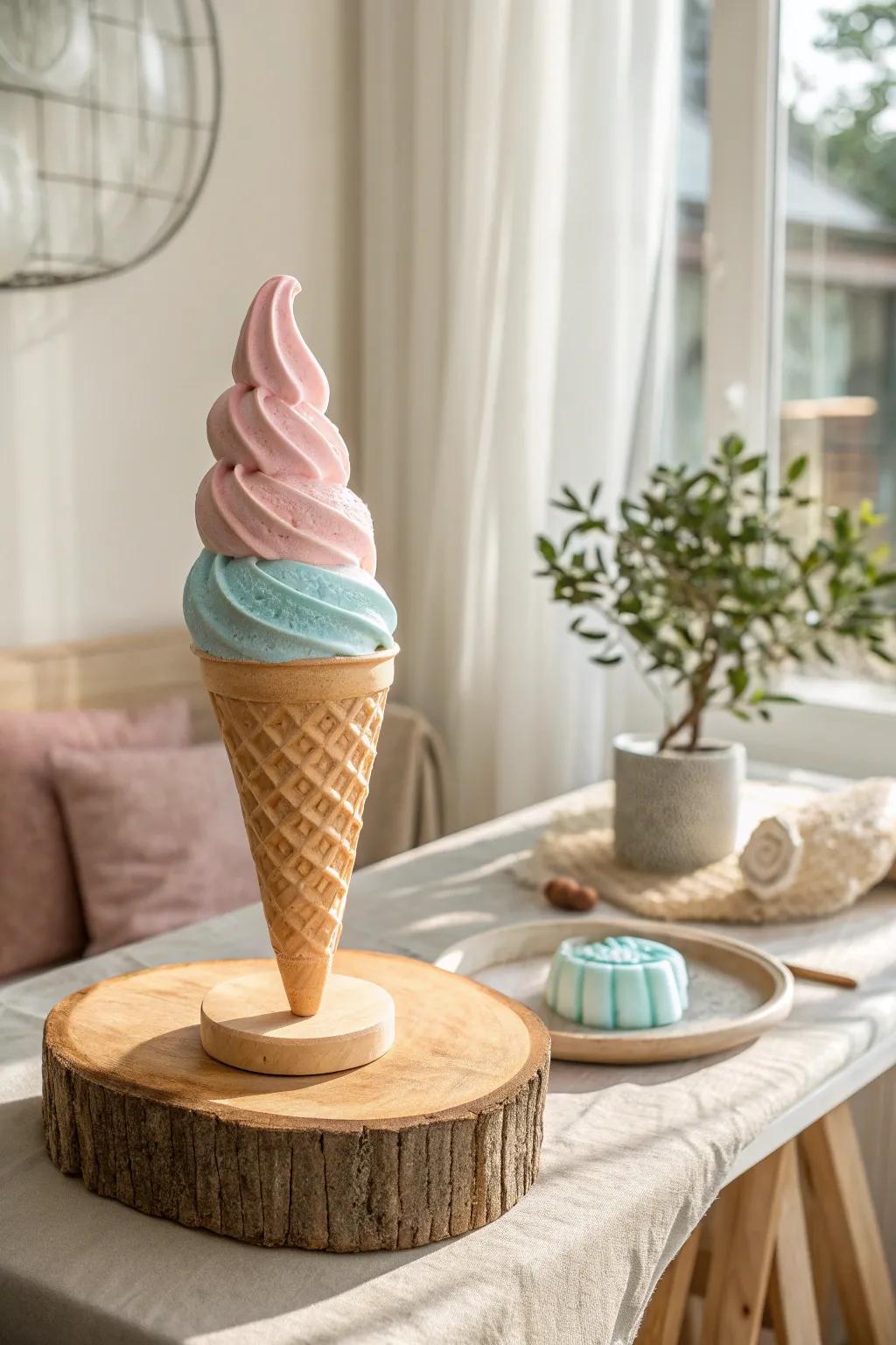 Indulge in the playful nostalgia of a melting ice cream sculpture. 🍦 #SummerVibes #FunArt