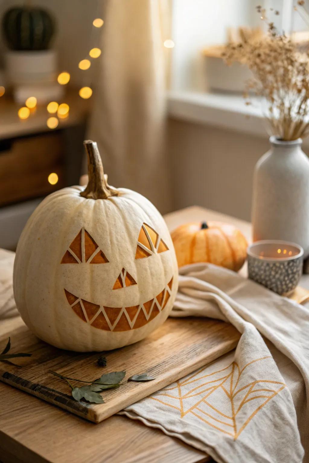Embrace modern elegance with geometric pumpkin designs that stand out in any setting.