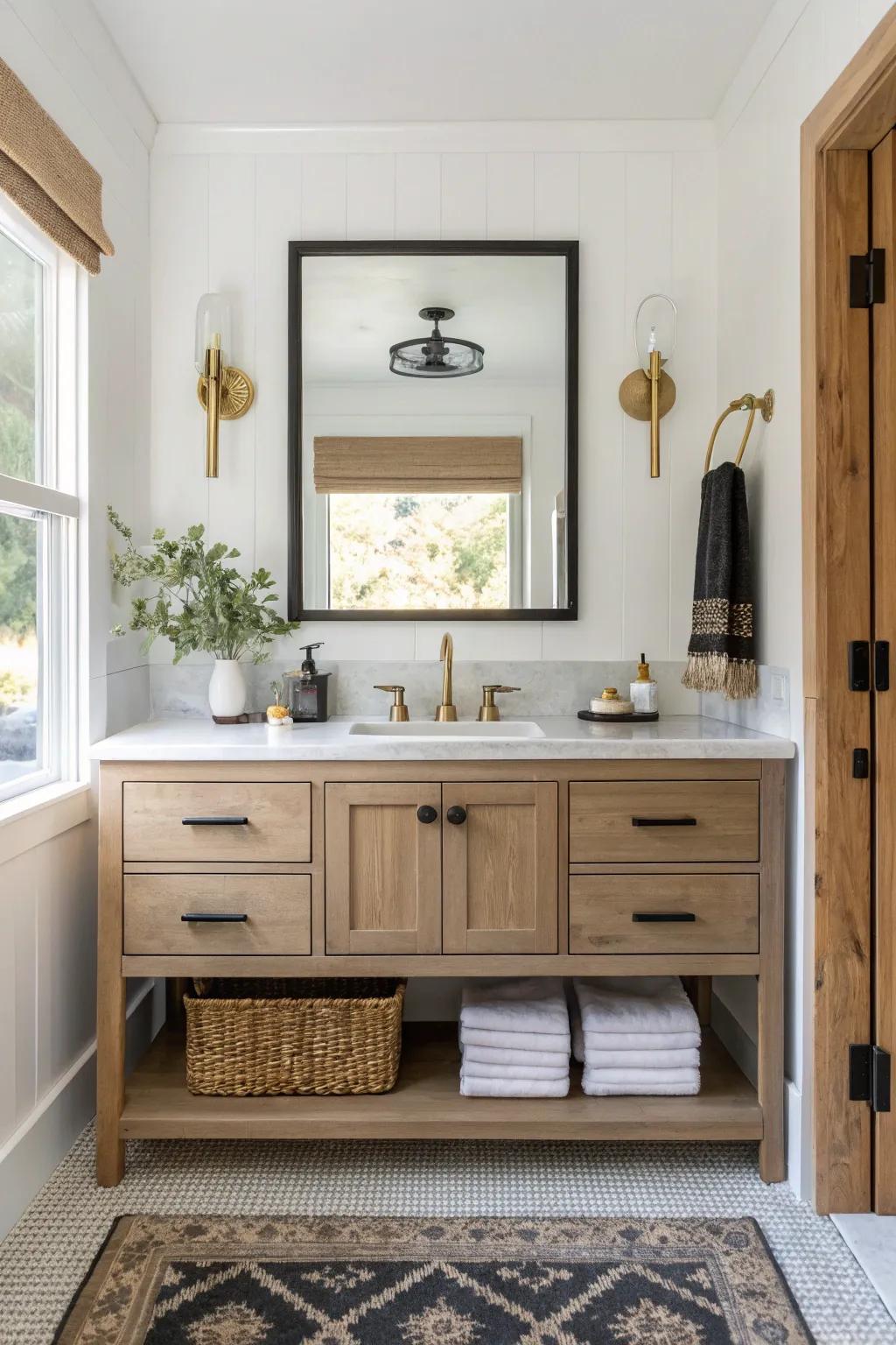 Add personality with a mix of metal finishes that create depth and interest.