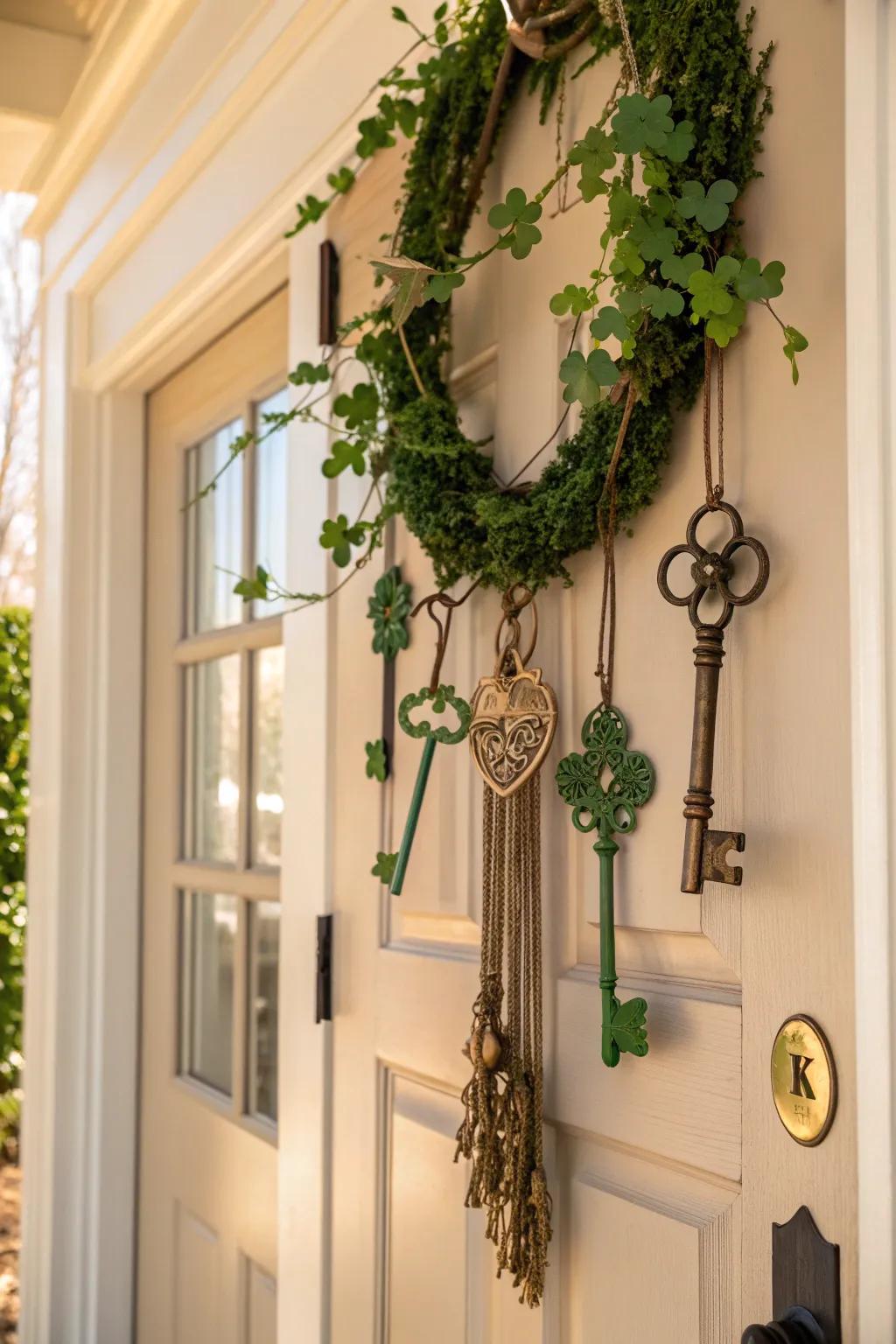 Unlock the charm with an intriguing vintage key display.