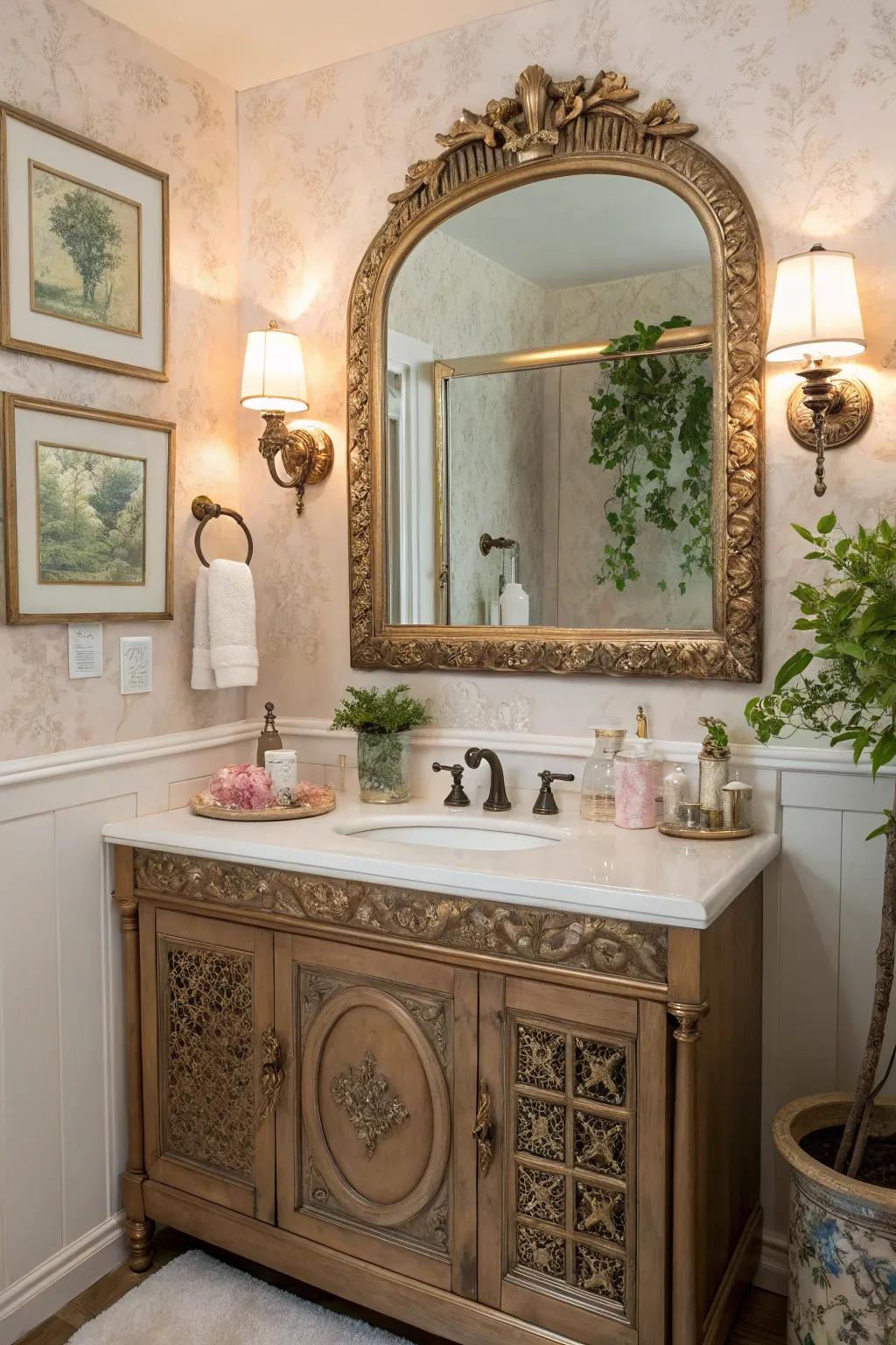 Celebrate the past with vintage vibes that bring warmth and history to your bathroom.