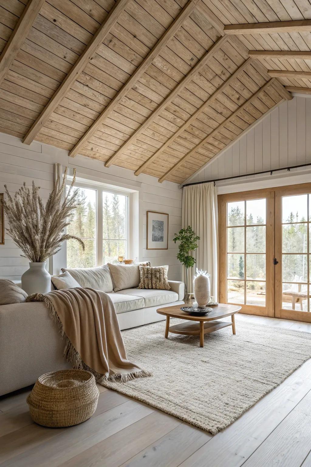 Indulge in luxury with a layered wood slat ceiling that brings depth and sophistication to your space. ✨ #LuxuryDesign #SophisticatedLiving