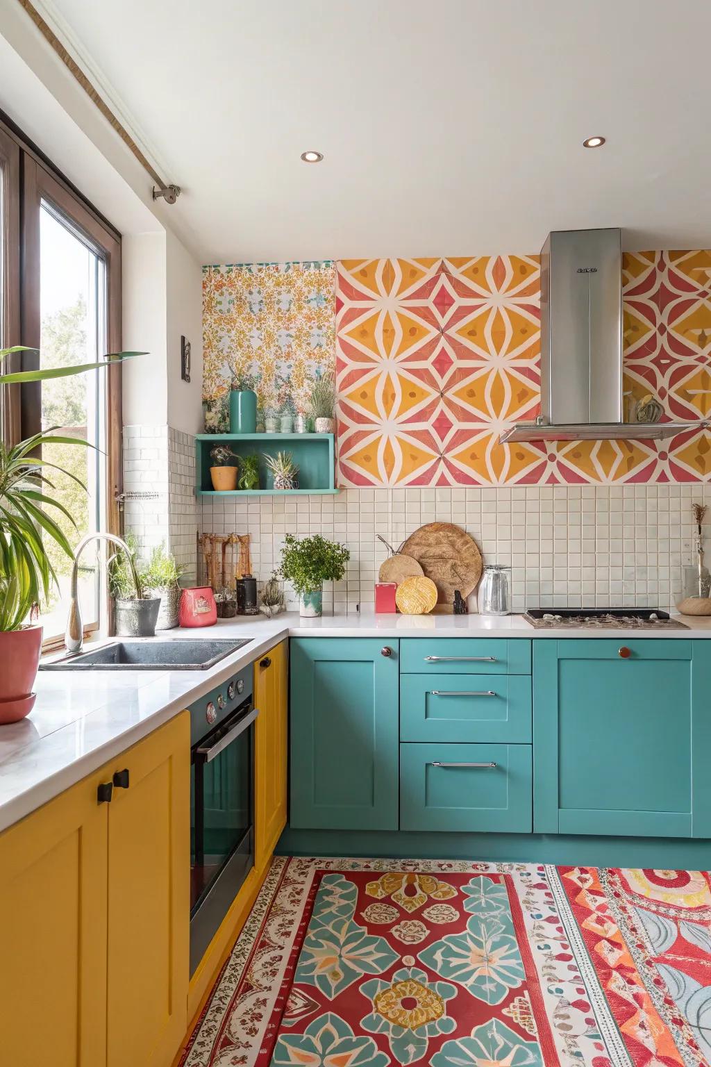 Inject energy and playfulness with funky patterns that transform your kitchen. 🎉 #FunkyDesign #VibrantKitchen