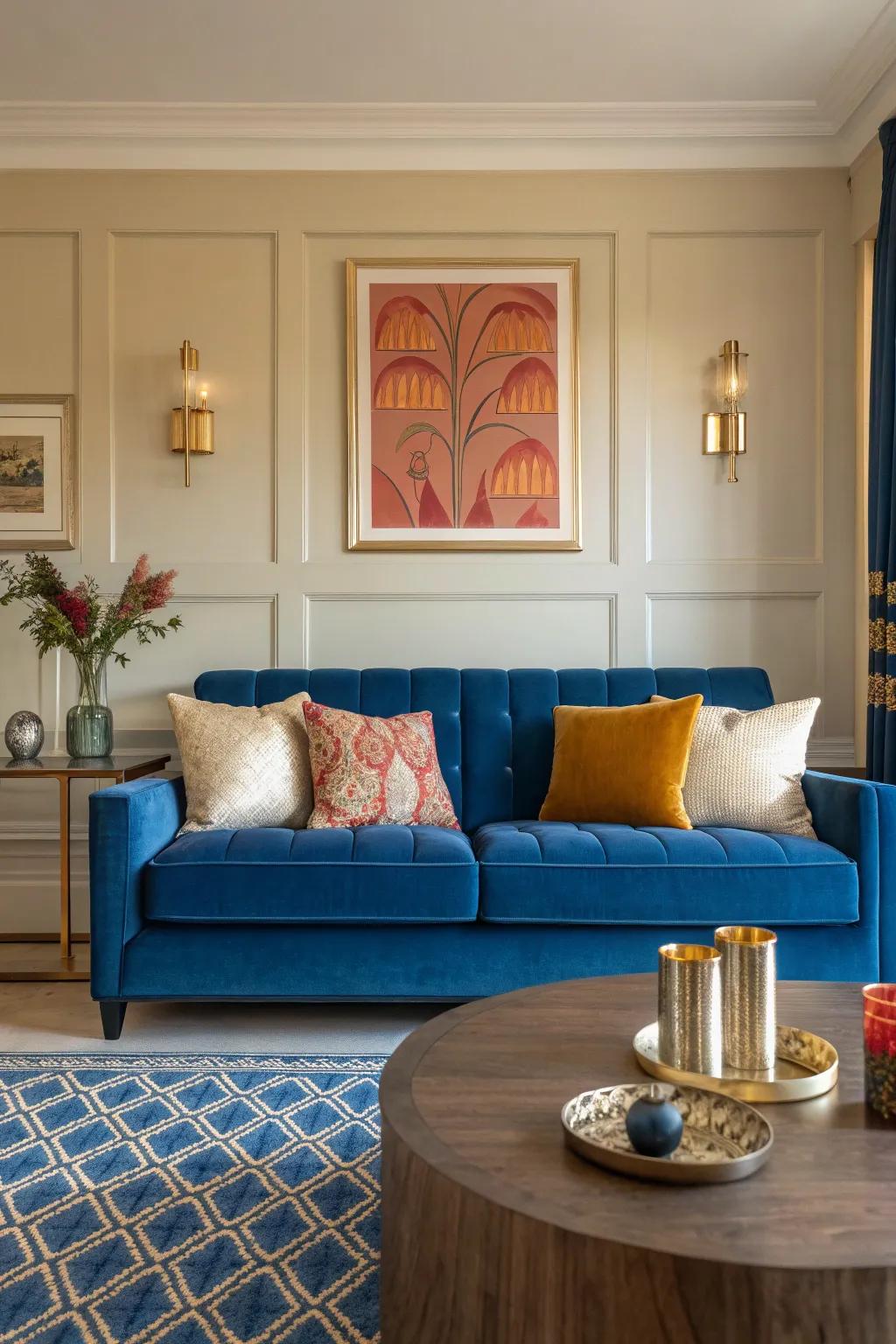 Blue velvet adds a touch of luxury and comfort, elevating your living space.