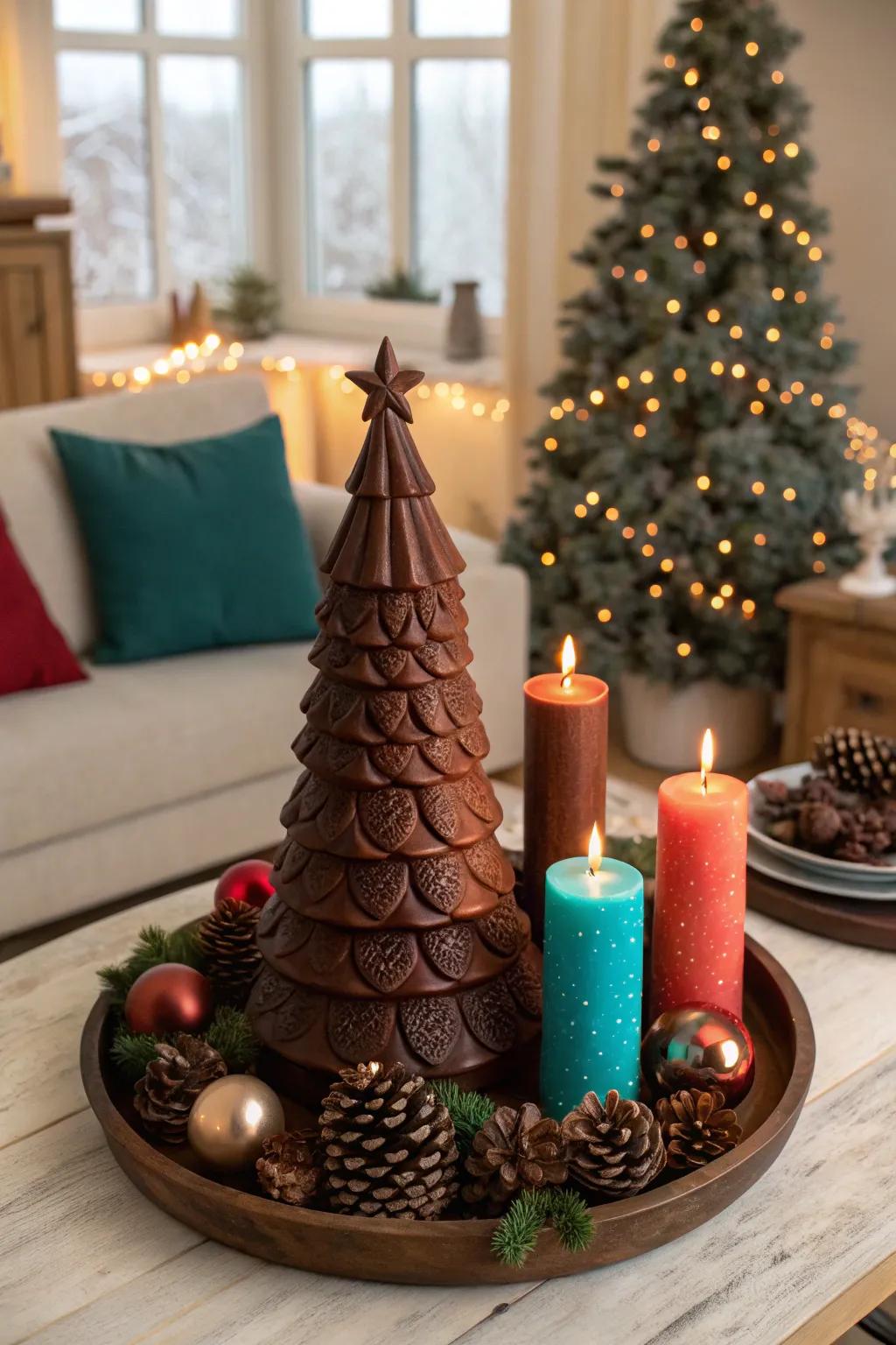 Nature-inspired centerpieces seamlessly connect your tree decor to the rest of your home.