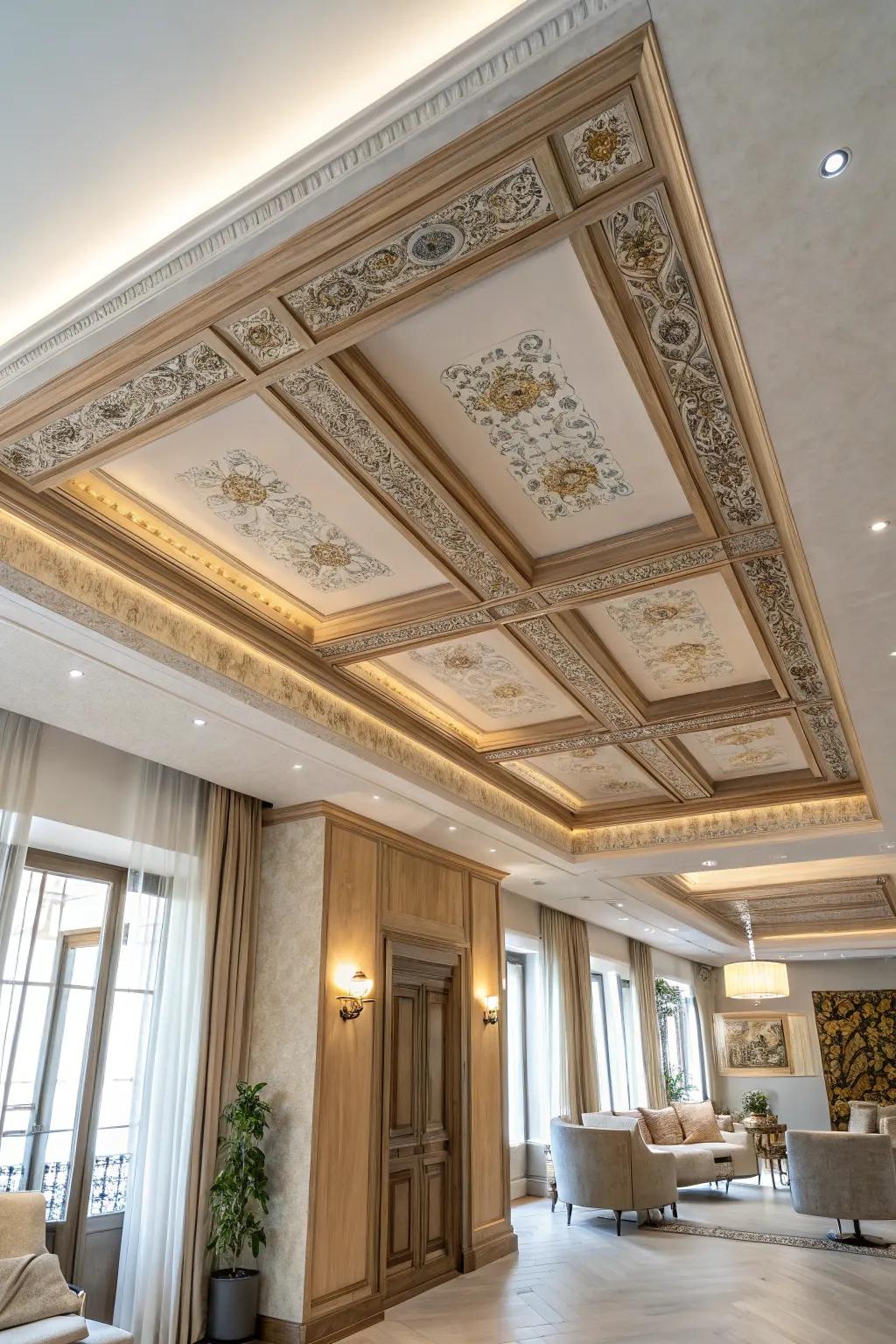 Ornate soffits bring a touch of glamour, elevating your space with artistic detail.