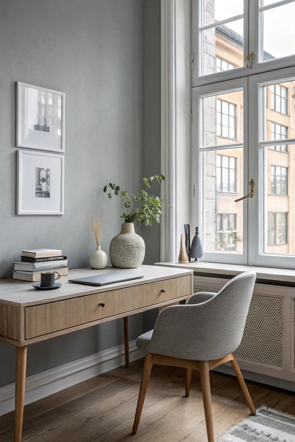 Achieve understated elegance with soft gray hues that add sophistication to any office.