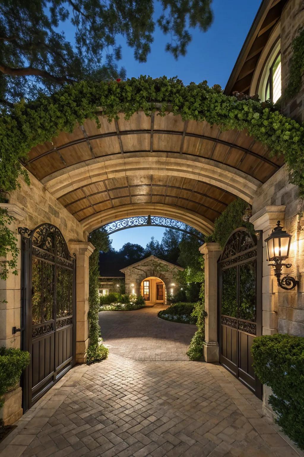 Elevate your entrance with a porte-cochère carport that combines elegance and function. ✨ #LuxuryLiving #HomeEntrance