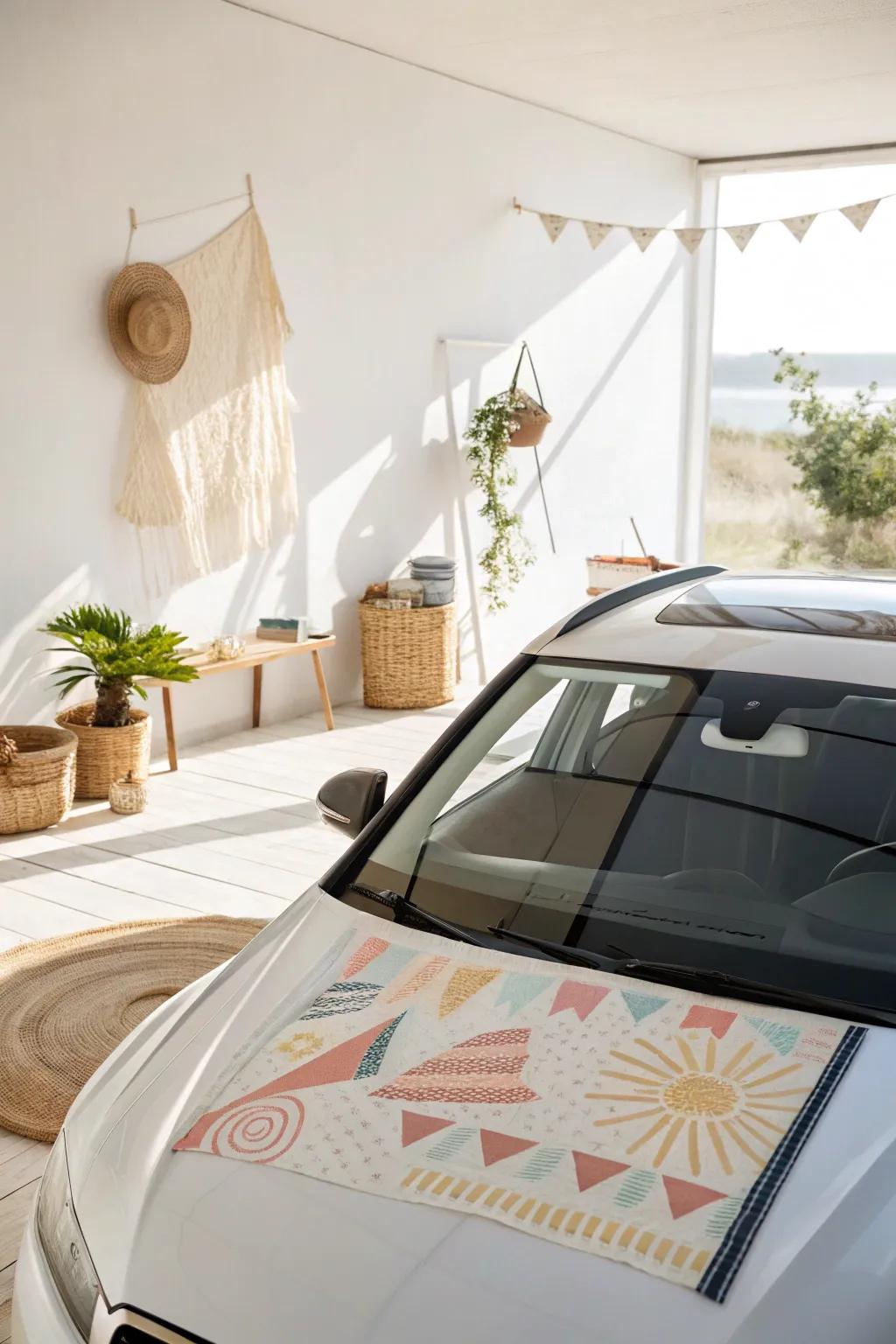 Stay cool and stylish with themed sun shades that protect and personalize your car.