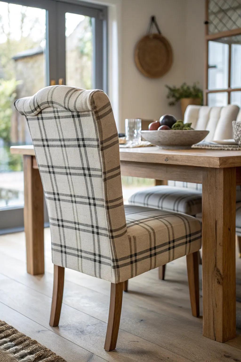 Wrap your dining space in the cozy charm of classic plaid patterns.