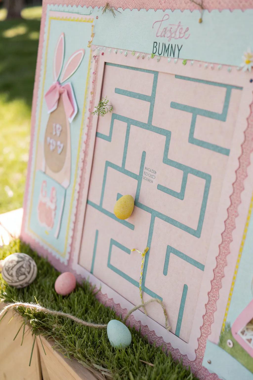 Challenge and delight with a playful Easter bunny maze to navigate.
