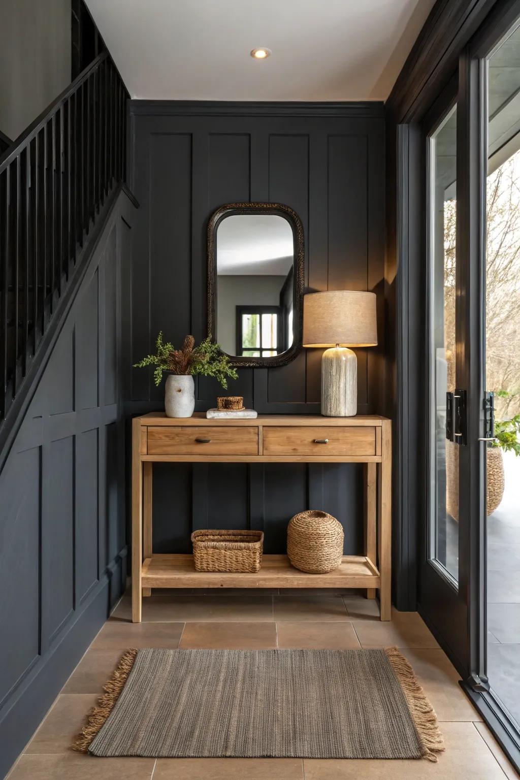 Dark colors add drama and sophistication to your entryway.