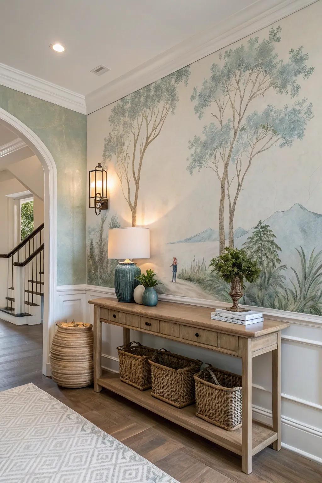 Infuse your entryway with artistry through bespoke murals. 🎨 #WallArt #CreativeDesign