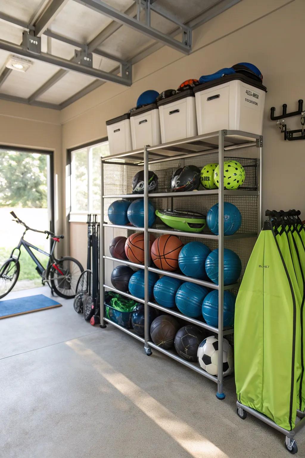 Keep sports gear contained and organized with a dedicated corral that's easy to access.
