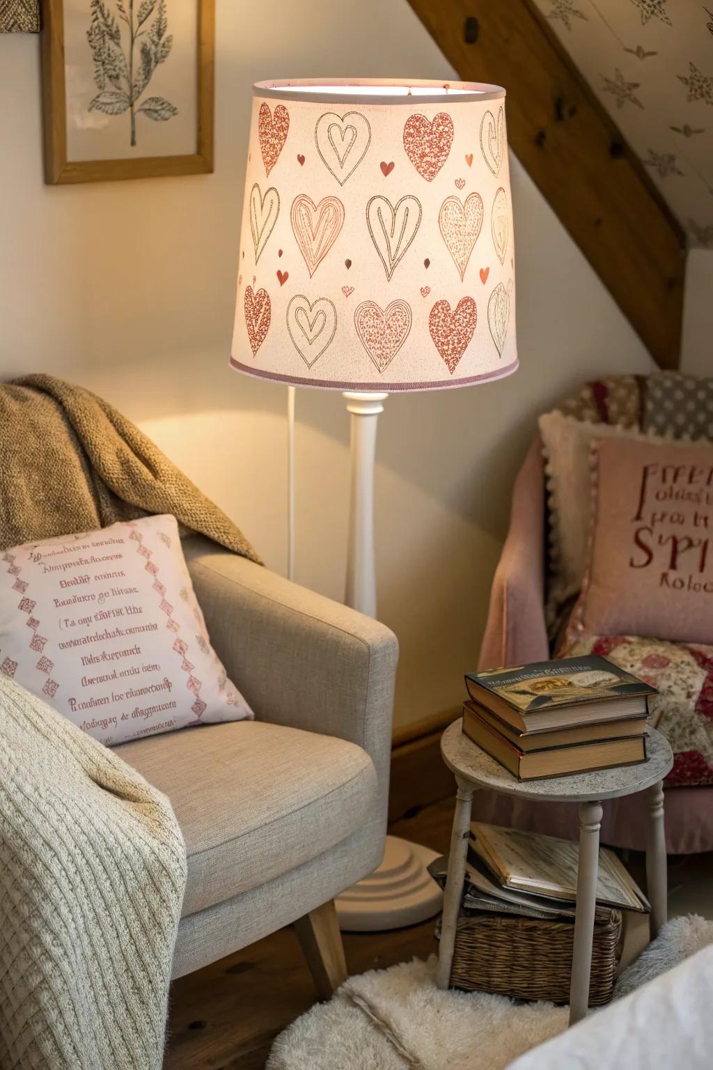 Illuminate your space with a heart design lampshade that adds warmth and style. #Lampshade #HeartDecor #CozyNook 🕯️