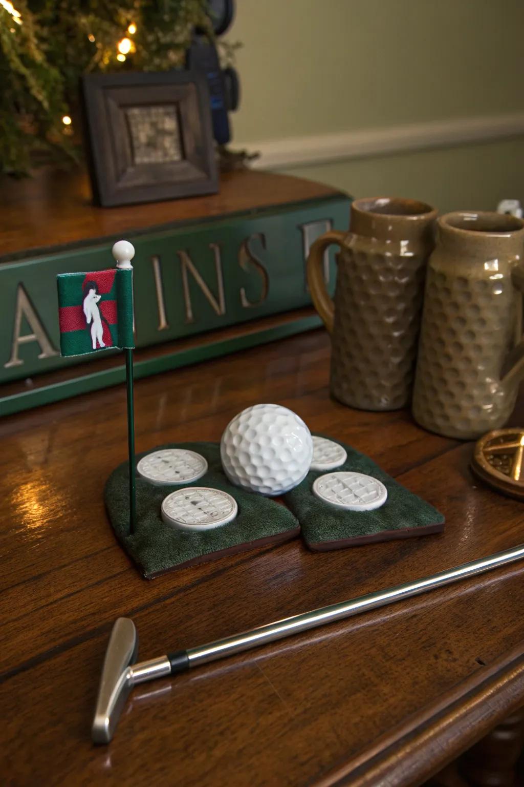Bring the fun of the course to your coffee table with a set of golf ball coasters.