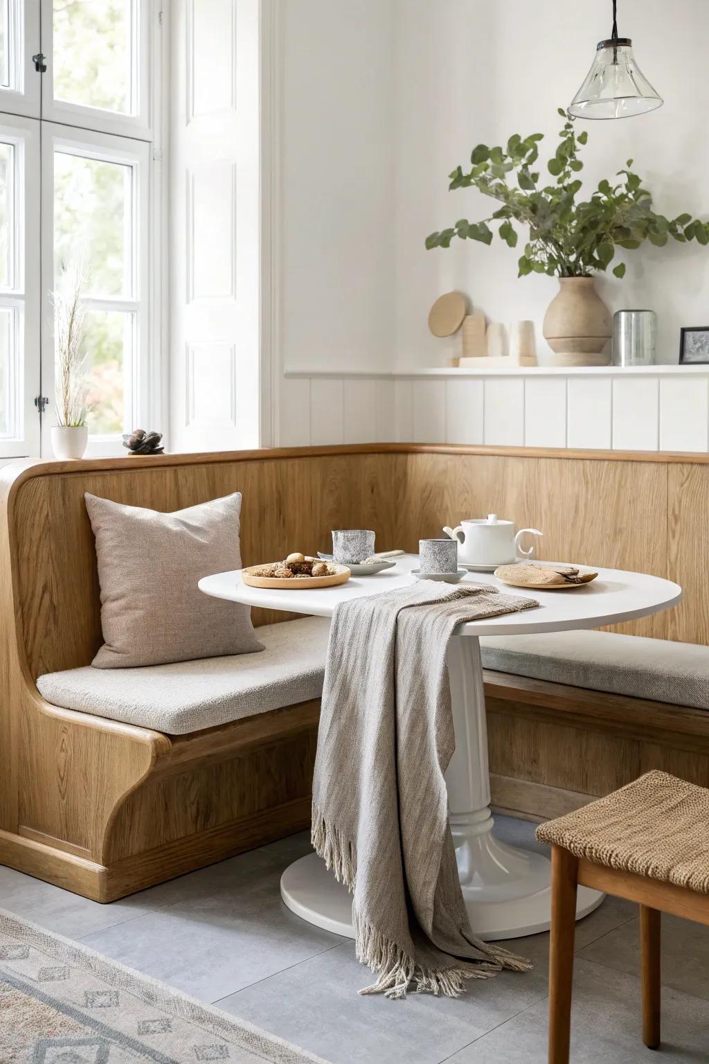 Asymmetry adds a modern twist and visual interest to booth seating. 🔺 #ModernTwist #BoldDesign #InteriorInspo