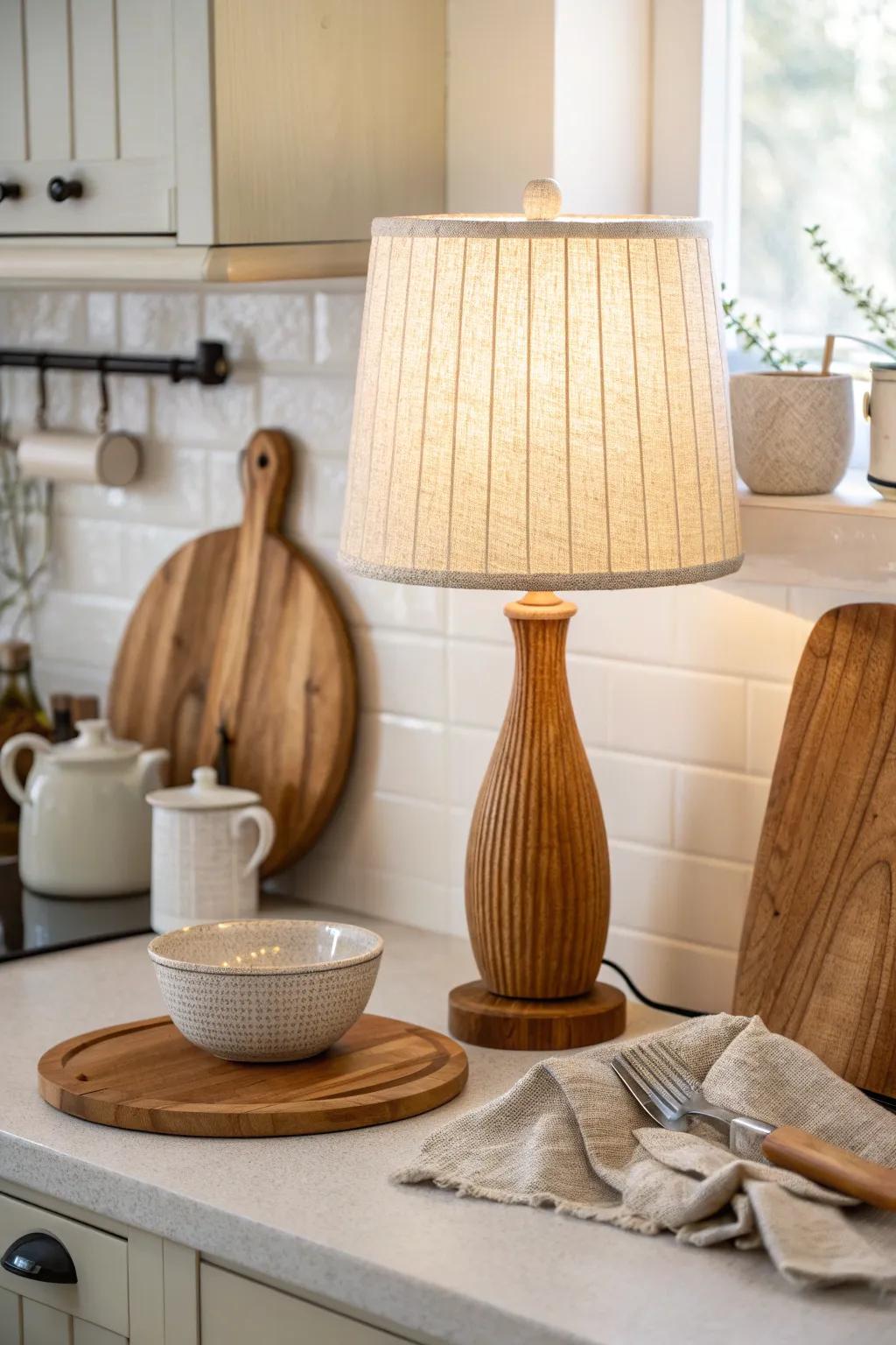 Add visual interest with lamps featuring textured shades.