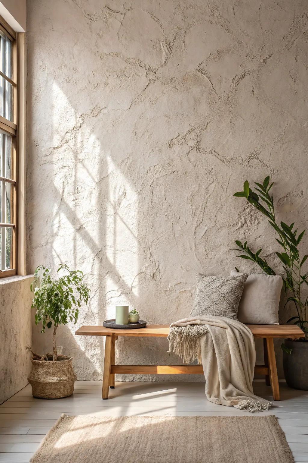 Textured finishes bring depth and a unique touch to any loft space. #TexturedWalls #DesignInspiration