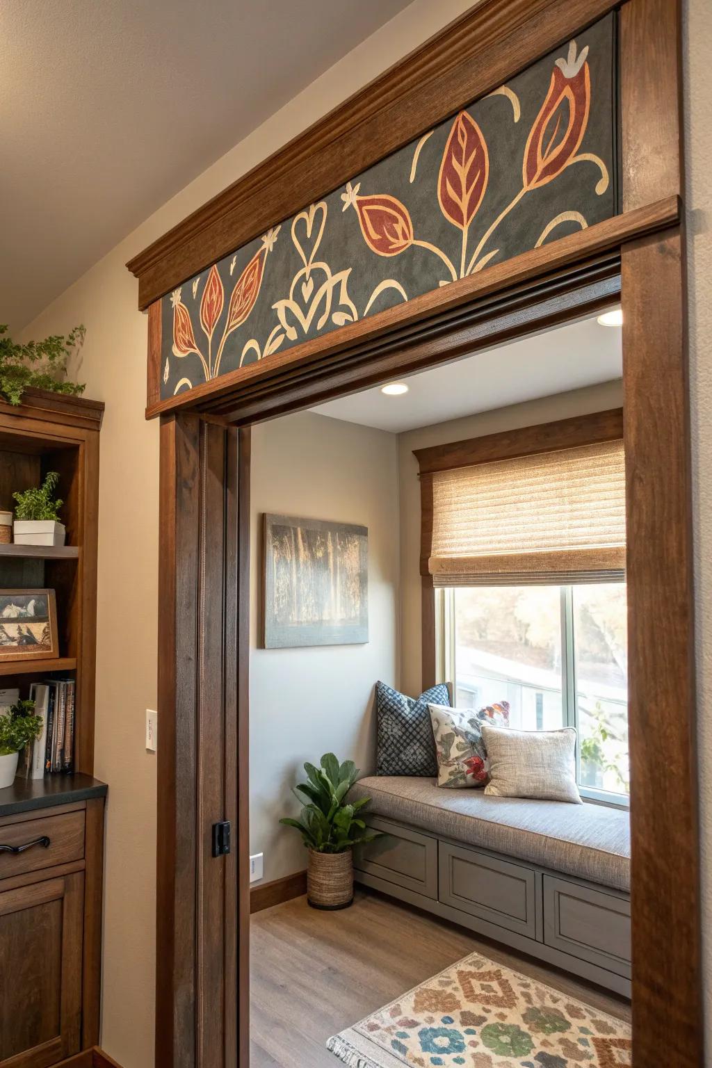 Express creativity with artistic designs on wood valances.