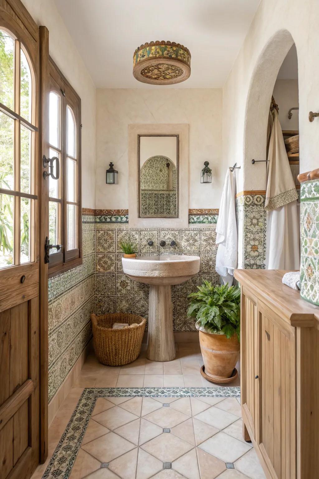 Add sophistication to your mudroom with intricate tile work that stands out.