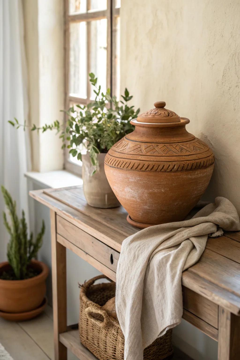 Clay pottery brings rustic charm and earthy elegance to your decor.