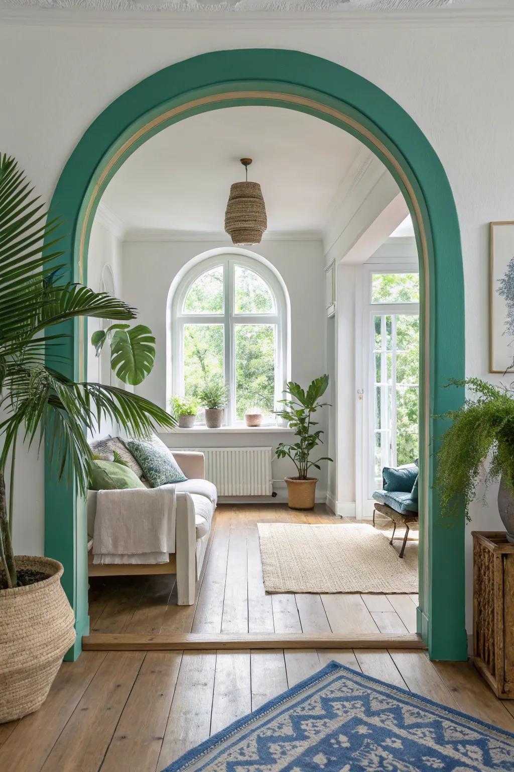 Transform your home into a tropical paradise with vibrant painted arches. 🌴 #TropicalVibes #HomeParadise