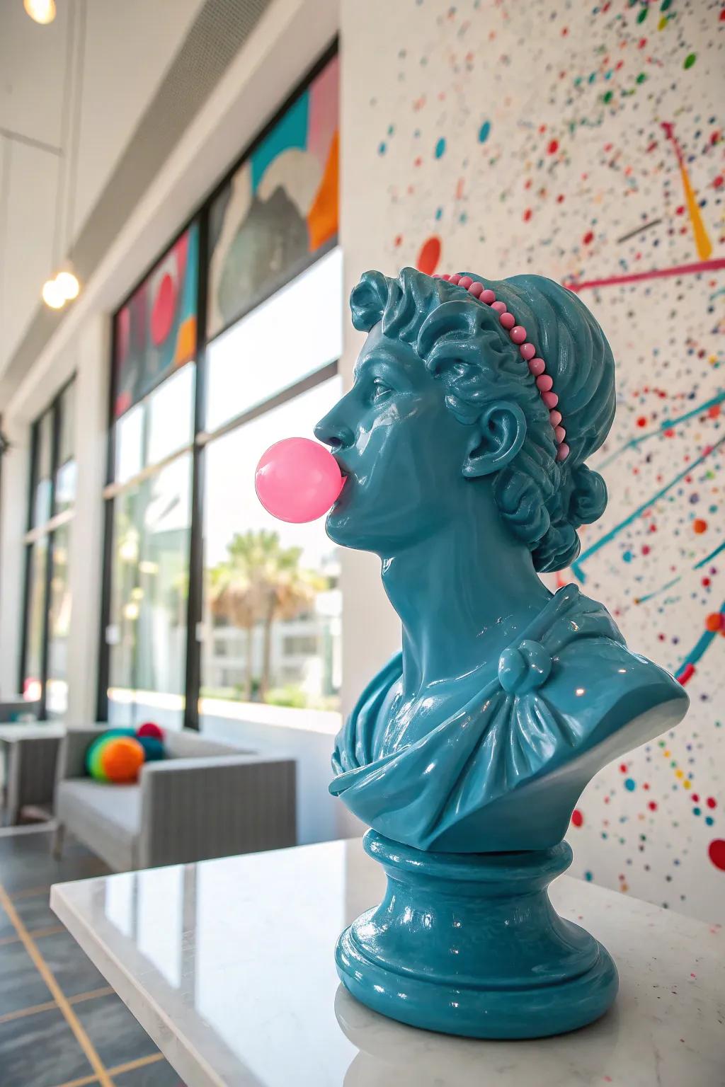 Make a playful statement with a bubblegum bust that's full of charm.