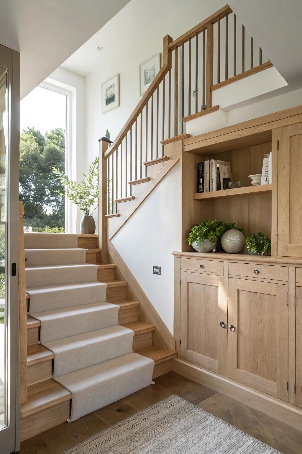 Utilize smart storage solutions to keep your stair landing clutter-free.
