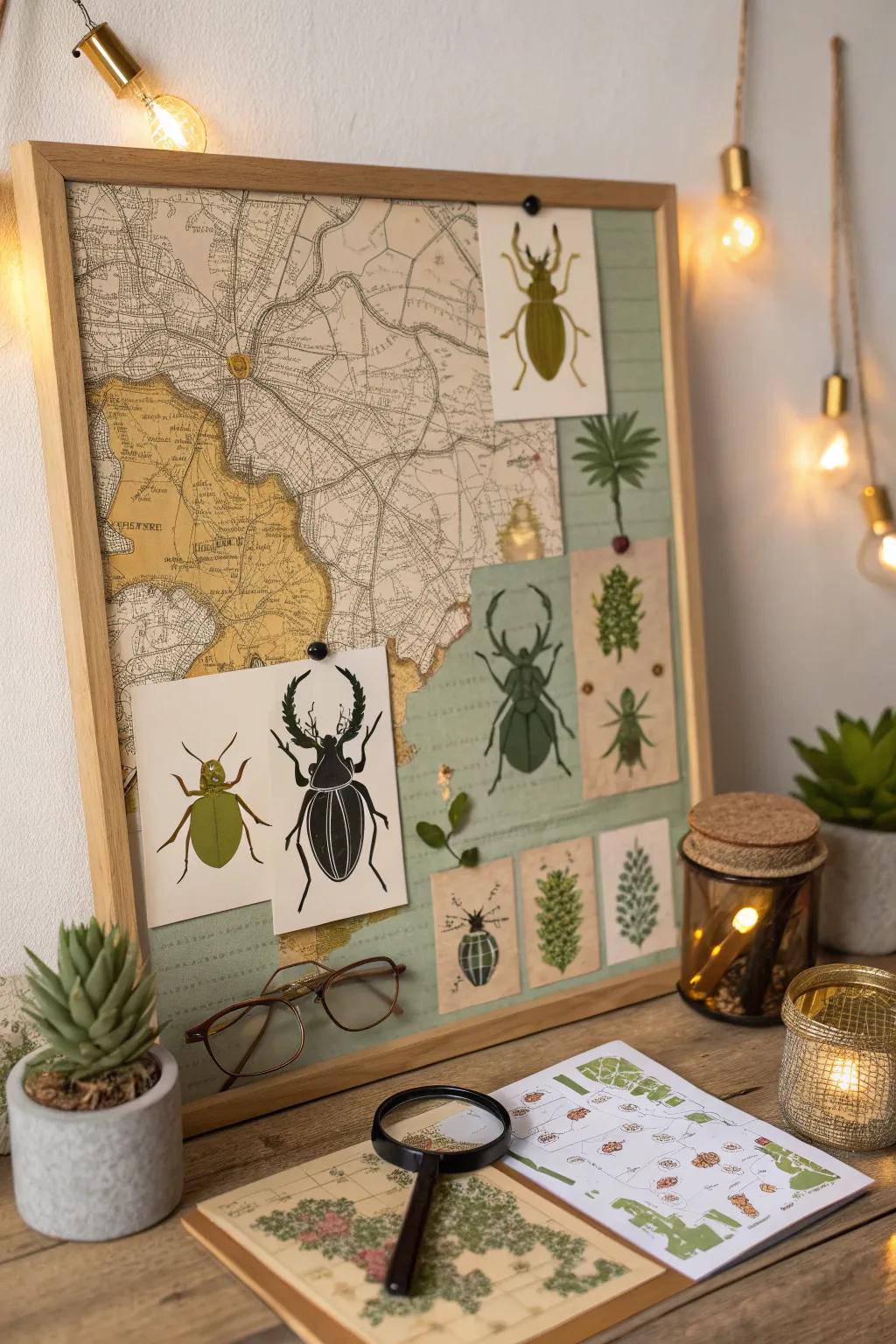 Embark on an adventure with an insect safari-themed bulletin board that invites exploration.